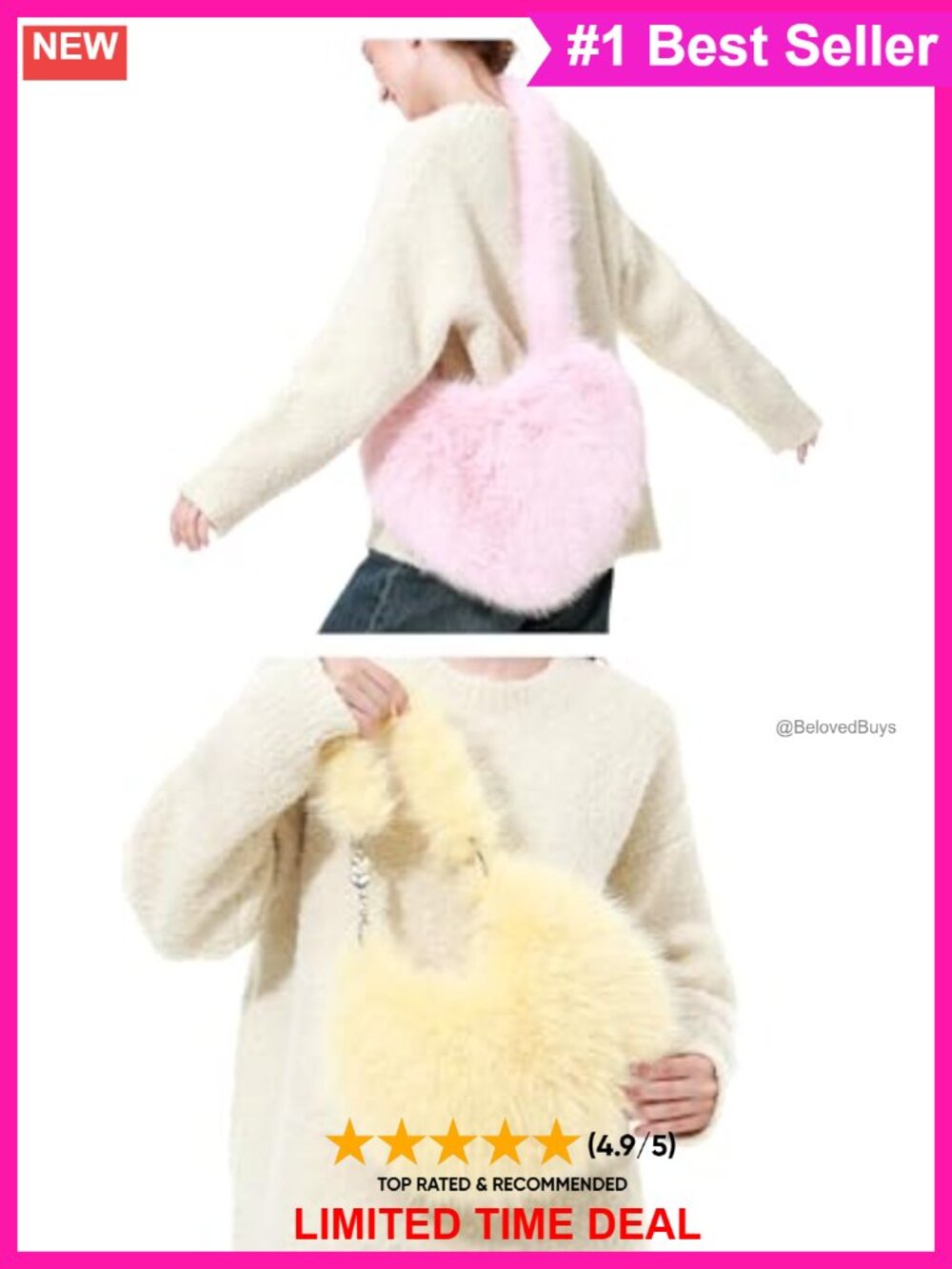Faux Fur Shoulder Bag and Purse Set Quilted Liner Cosplay Festival